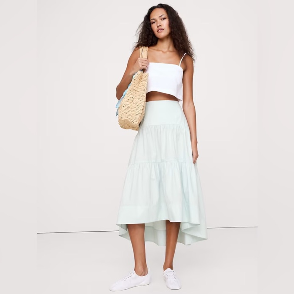 Banana Republic COTTON POPLIN DROP-WAIST TIERED SKIRT